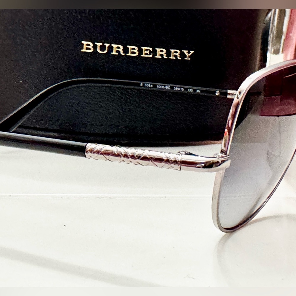 Burberry Silver Aviator Sunglasses - Picture 3 of 8